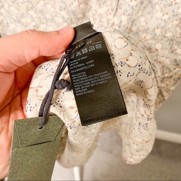 NWOT All Saints Print Pattern Shirt, Cream, XXL - Picture 9 of 10